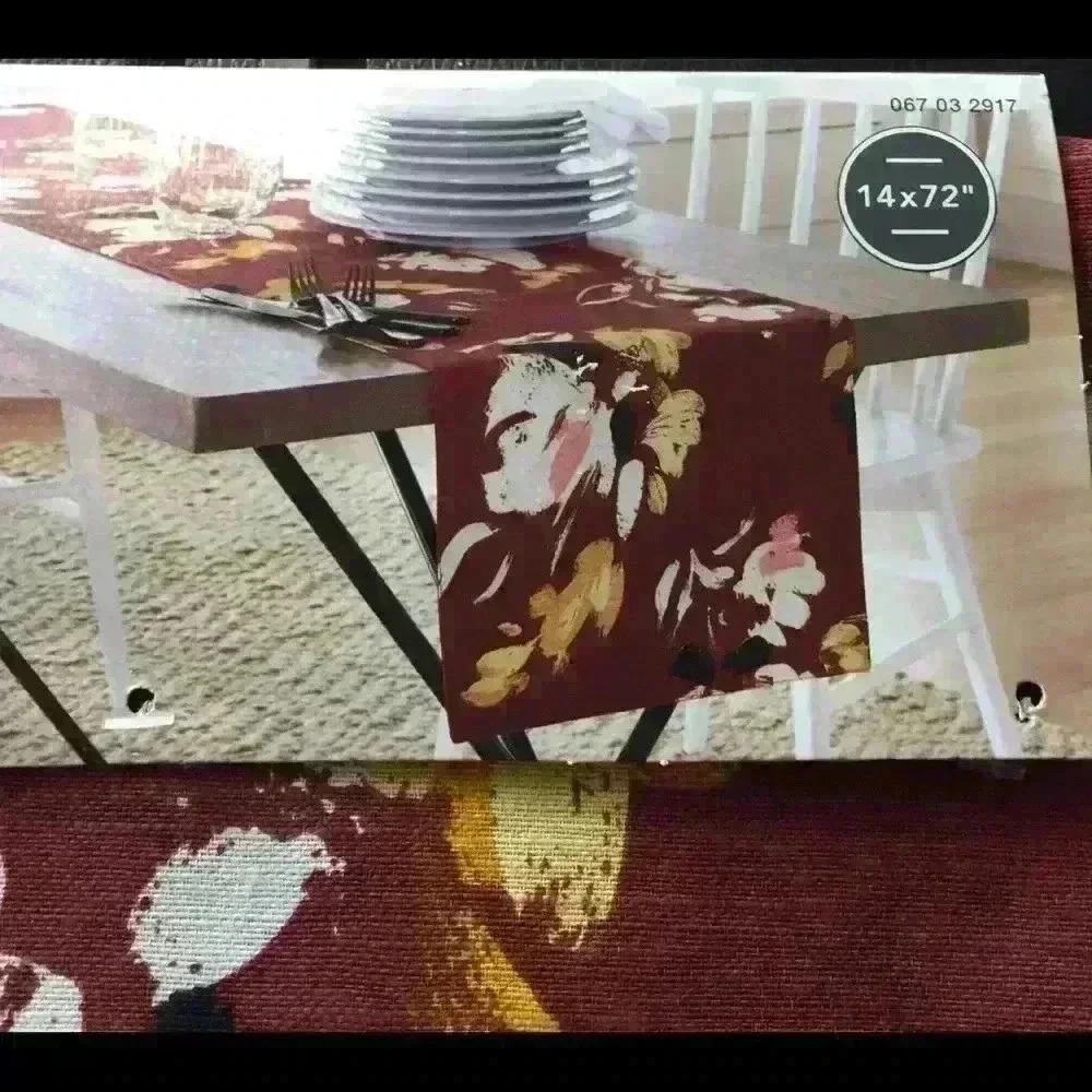 Threshold 14 x 72 Table Runner Floral Motif Rust - Picture 3 of 6